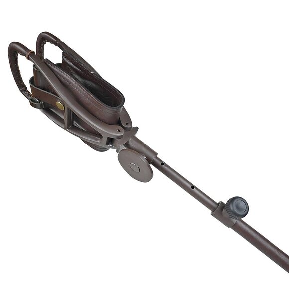 Adjustable Leather Walking Coffee Brown Stick Folding Seat Outdoor adventure - Picture 10 of 15